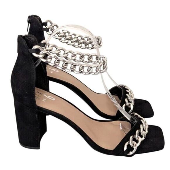 Chain Strap Sandals 8 Party Event Whimsigoth Coquette Prom Clubwear Block Heel - Picture 4 of 9